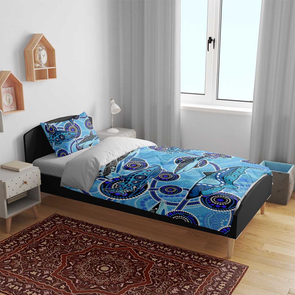 Sharks Aboriginal Australia Bedding Set Indigenous Art Blue