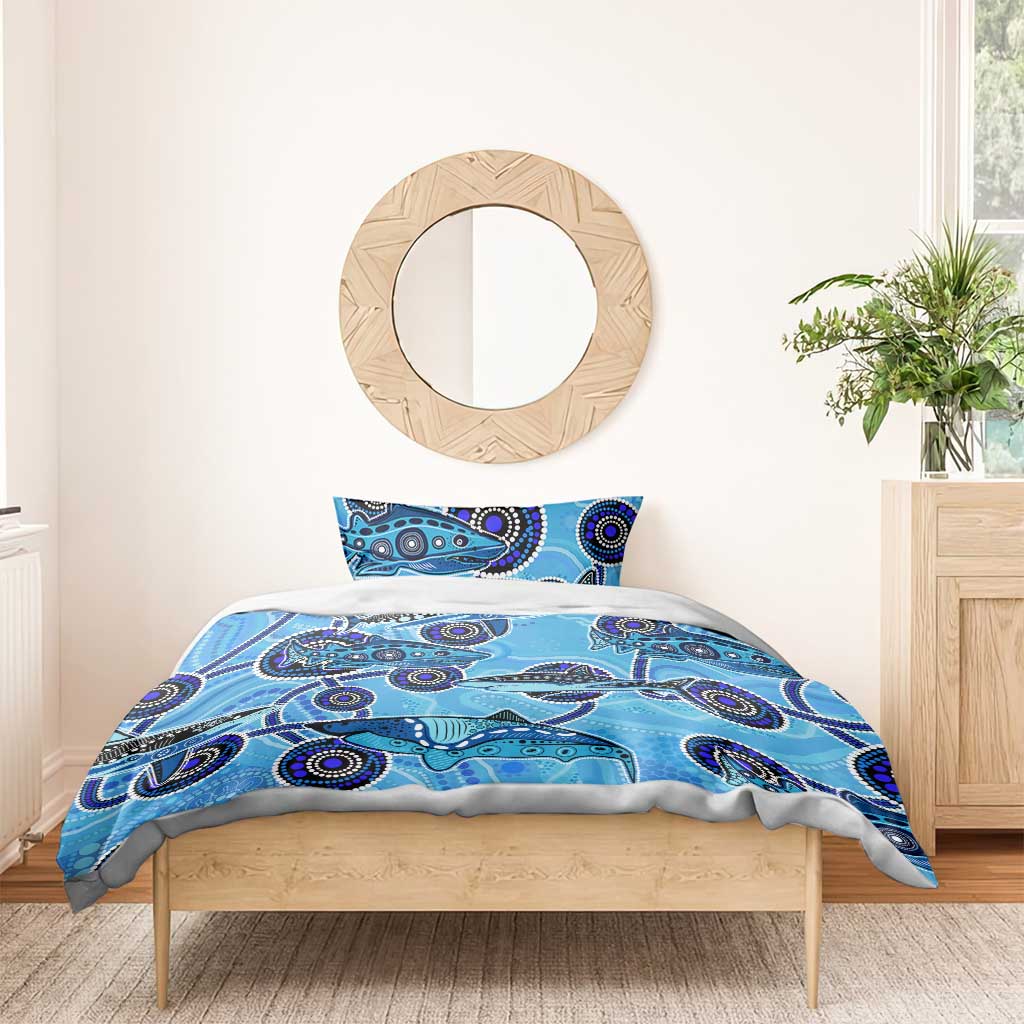 Sharks Aboriginal Australia Bedding Set Indigenous Art Blue