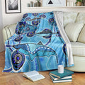 Sharks Aboriginal Australia Blanket Indigenous Art Blue