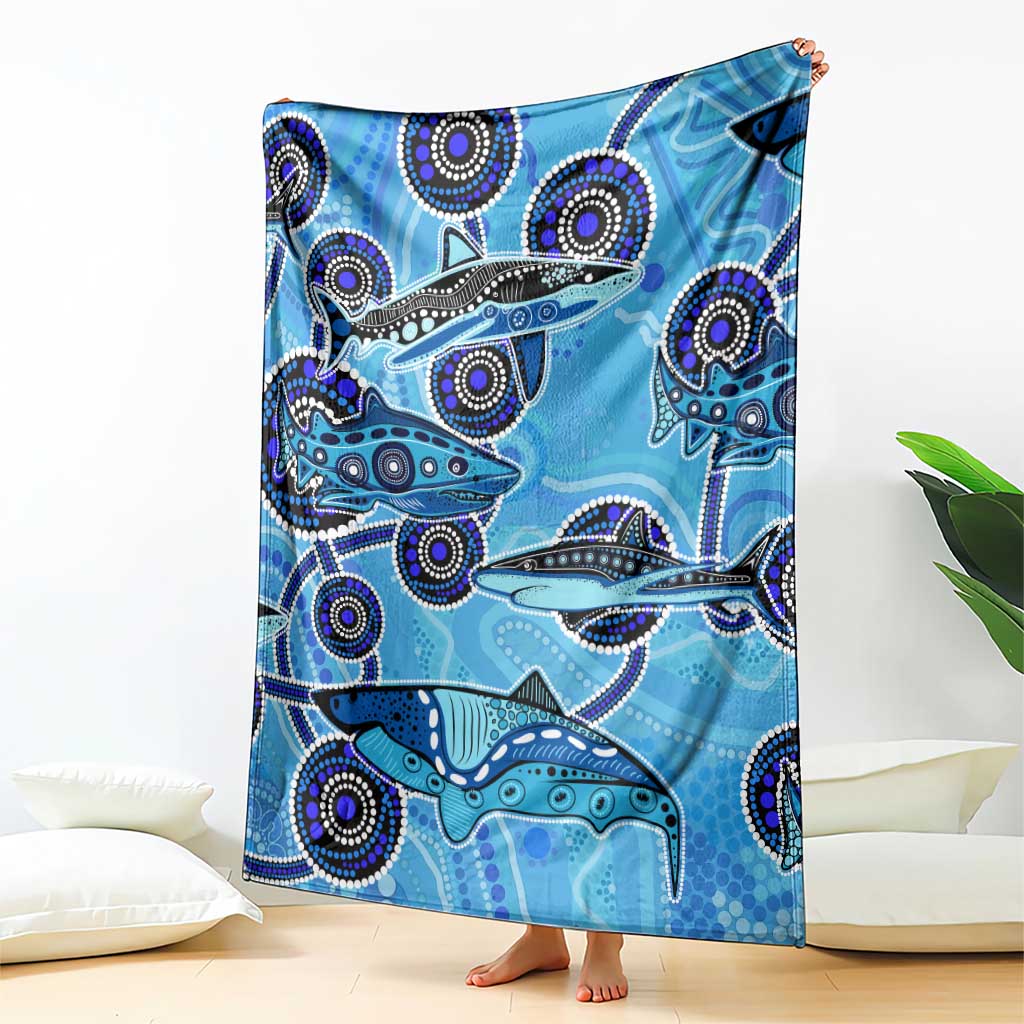 Sharks Aboriginal Australia Blanket Indigenous Art Blue