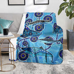 Sharks Aboriginal Australia Blanket Indigenous Art Blue