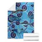 Sharks Aboriginal Australia Blanket Indigenous Art Blue