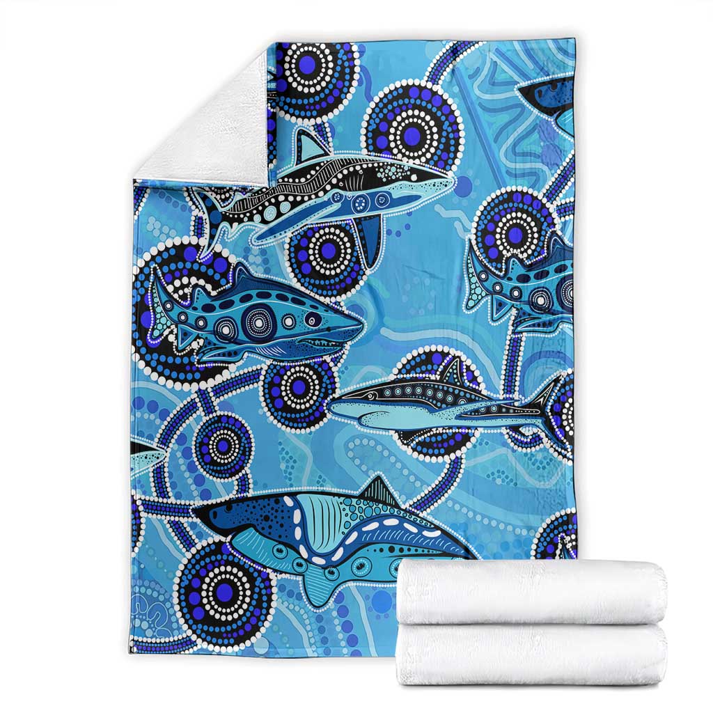 Sharks Aboriginal Australia Blanket Indigenous Art Blue