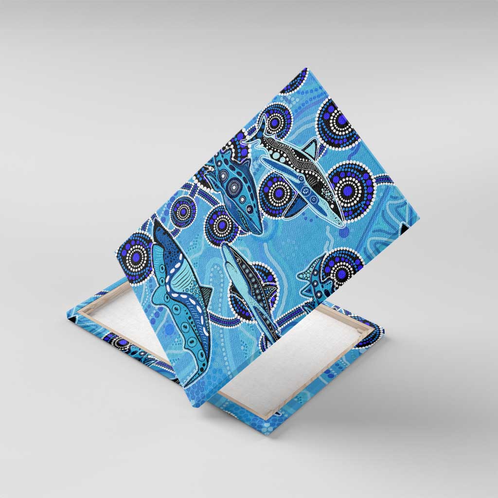 Sharks Aboriginal Australia Canvas Wall Art Indigenous Art Blue