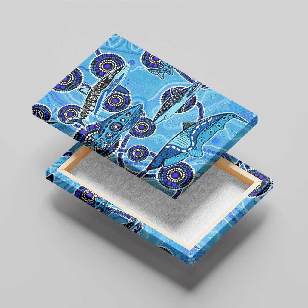 Sharks Aboriginal Australia Canvas Wall Art Indigenous Art Blue