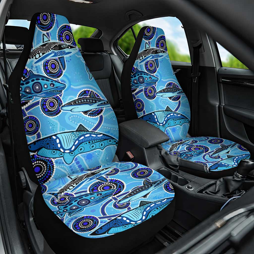 Sharks Aboriginal Australia Car Seat Cover Indigenous Art Blue