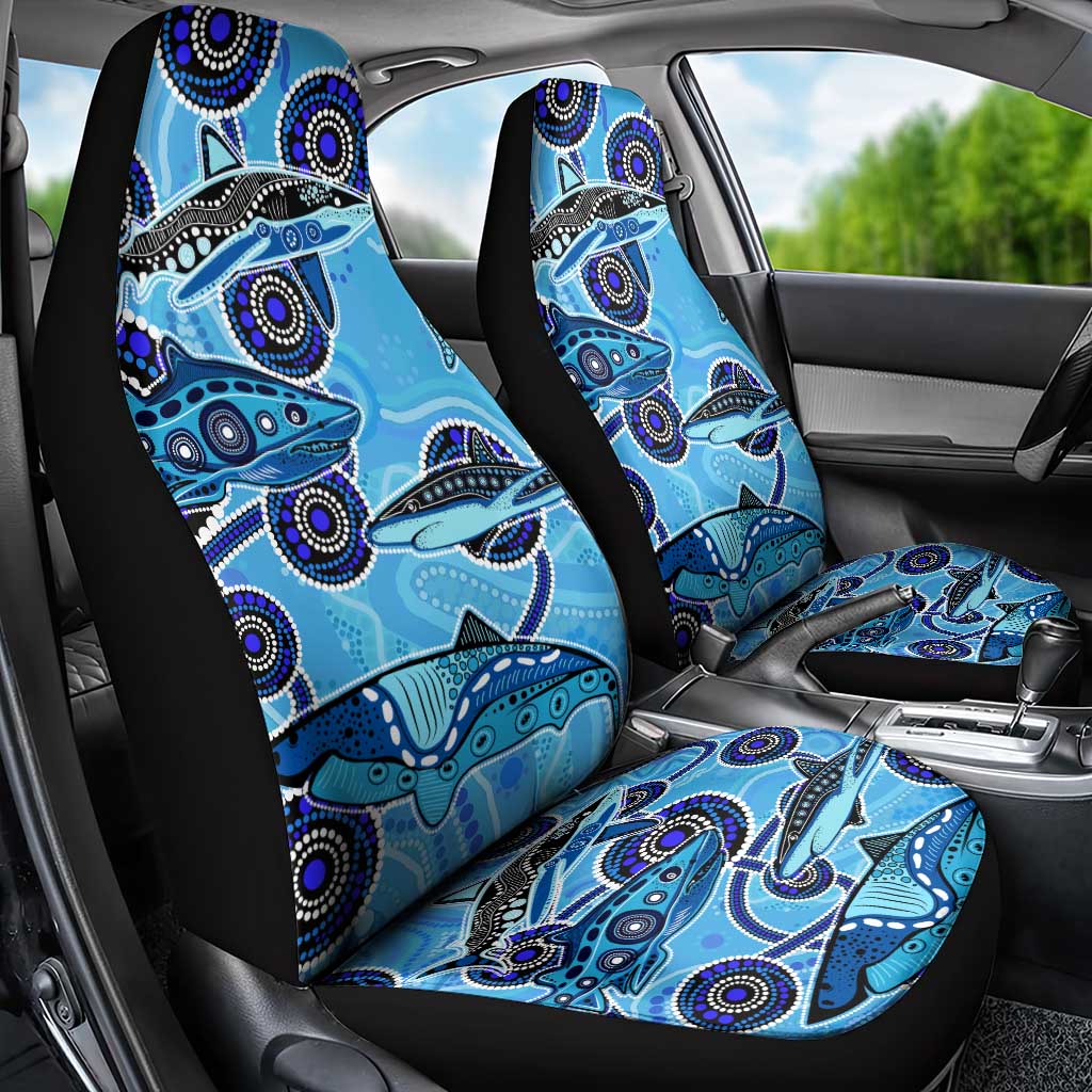 Sharks Aboriginal Australia Car Seat Cover Indigenous Art Blue
