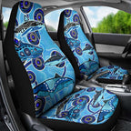 Sharks Aboriginal Australia Car Seat Cover Indigenous Art Blue