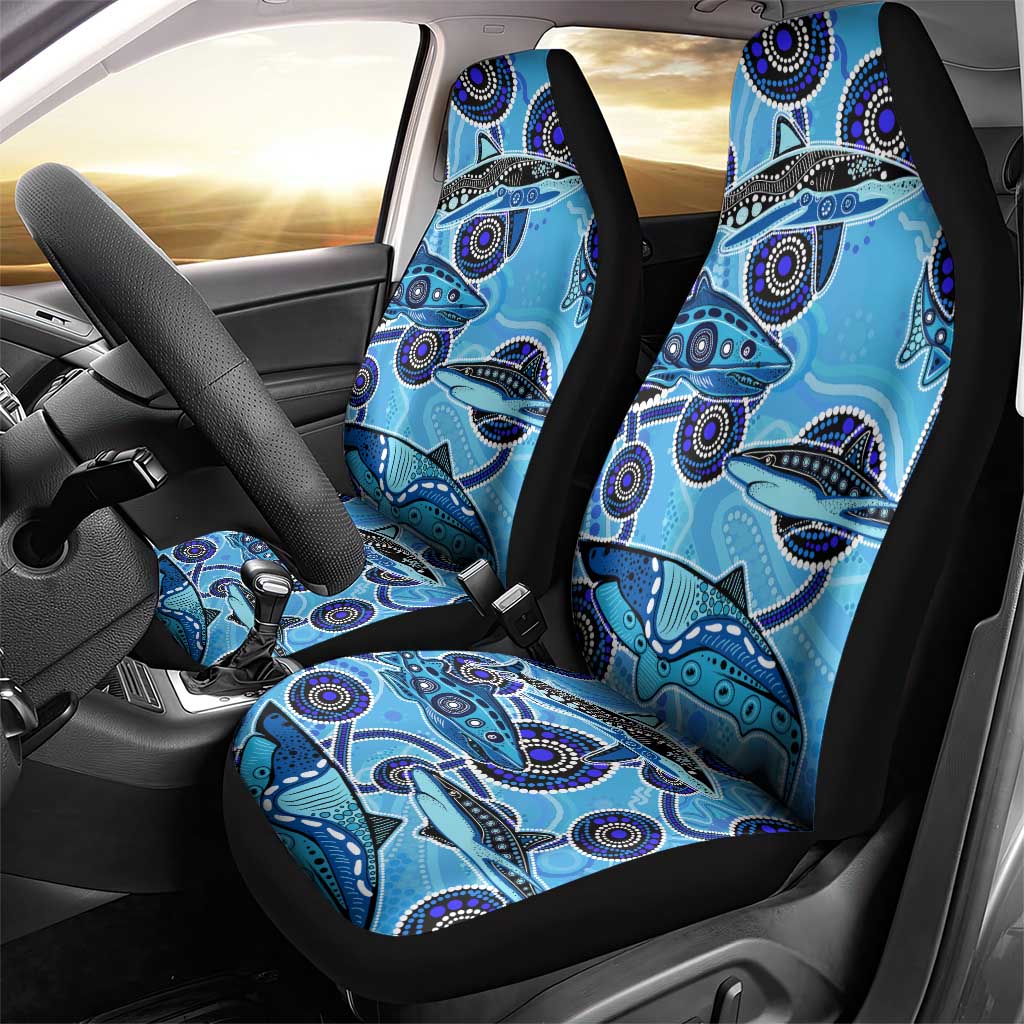 Sharks Aboriginal Australia Car Seat Cover Indigenous Art Blue