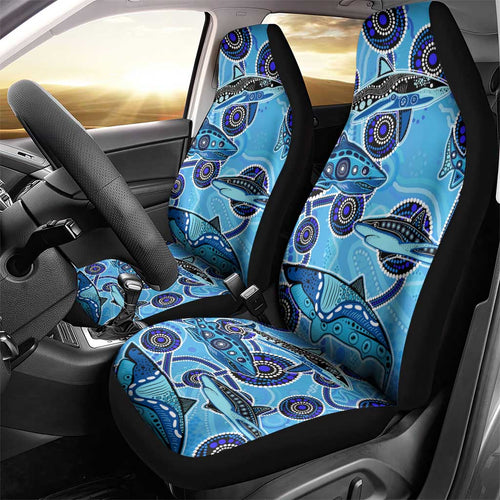 Sharks Aboriginal Australia Car Seat Cover Indigenous Art Blue