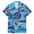 Sharks Aboriginal Australia Family Matching Mermaid Dress and Hawaiian Shirt Indigenous Art Blue