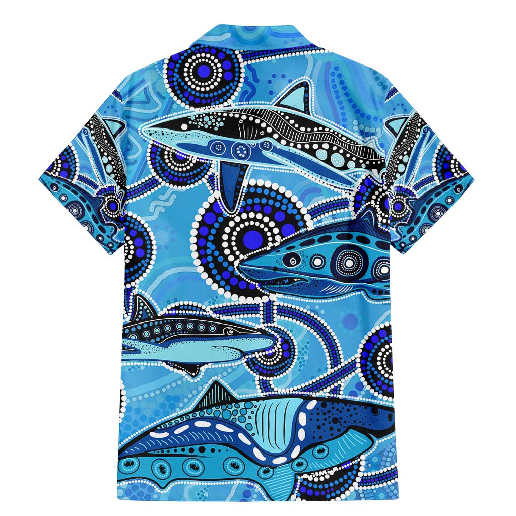Sharks Aboriginal Australia Family Matching Mermaid Dress and Hawaiian Shirt Indigenous Art Blue