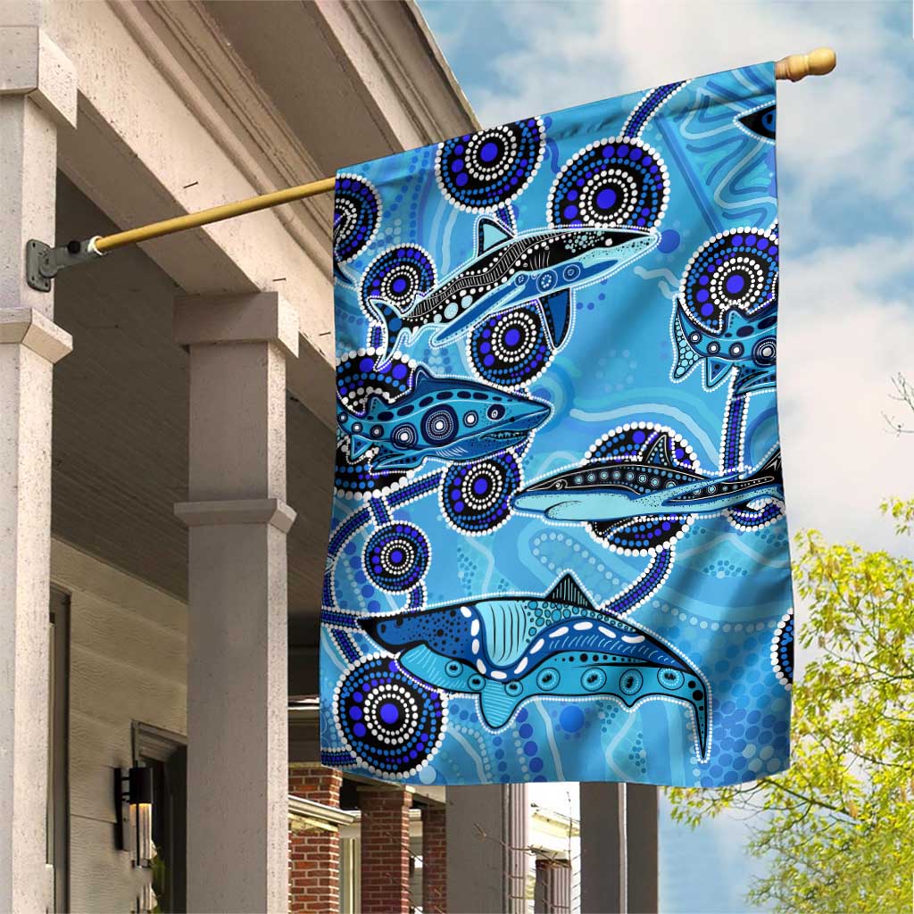 Sharks Aboriginal Australia Garden Flag Indigenous Art Blue