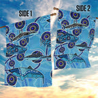 Sharks Aboriginal Australia Garden Flag Indigenous Art Blue