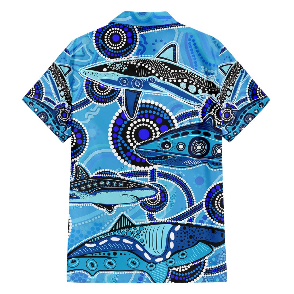 Sharks Aboriginal Australia Hawaiian Shirt Indigenous Art Blue