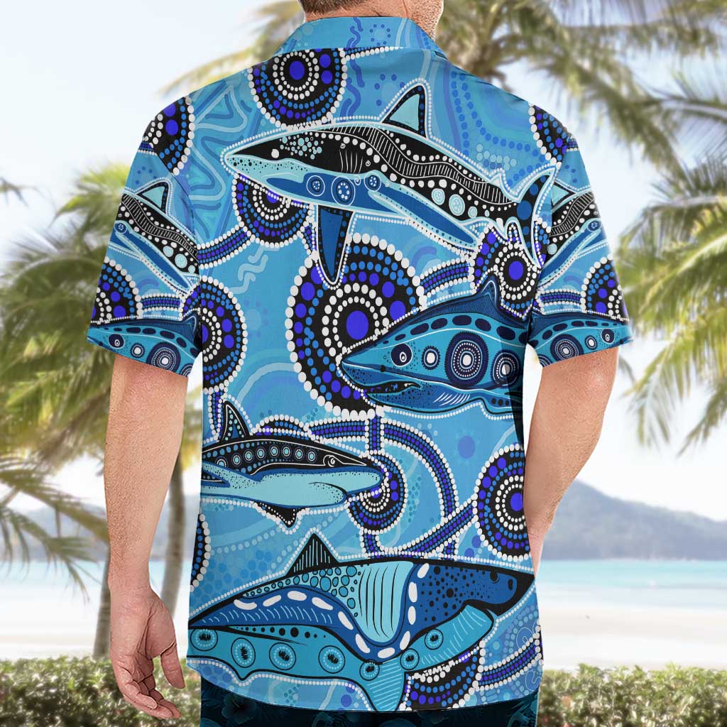 Sharks Aboriginal Australia Hawaiian Shirt Indigenous Art Blue