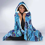 Sharks Aboriginal Australia Hooded Blanket Indigenous Art Blue