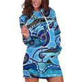 Sharks Aboriginal Australia Hoodie Dress Indigenous Art Blue