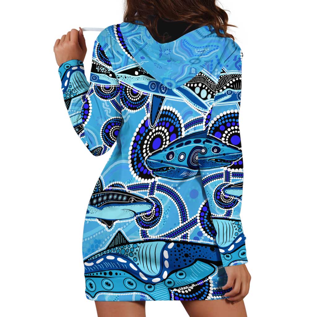 Sharks Aboriginal Australia Hoodie Dress Indigenous Art Blue