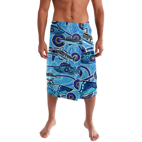 Sharks Aboriginal Australia Lavalava Indigenous Art Blue
