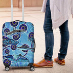 Sharks Aboriginal Australia Luggage Cover Indigenous Art Blue