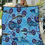 Sharks Aboriginal Australia Quilt Indigenous Art Blue