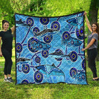 Sharks Aboriginal Australia Quilt Indigenous Art Blue