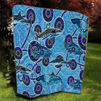 Sharks Aboriginal Australia Quilt Indigenous Art Blue