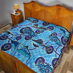Sharks Aboriginal Australia Quilt Indigenous Art Blue