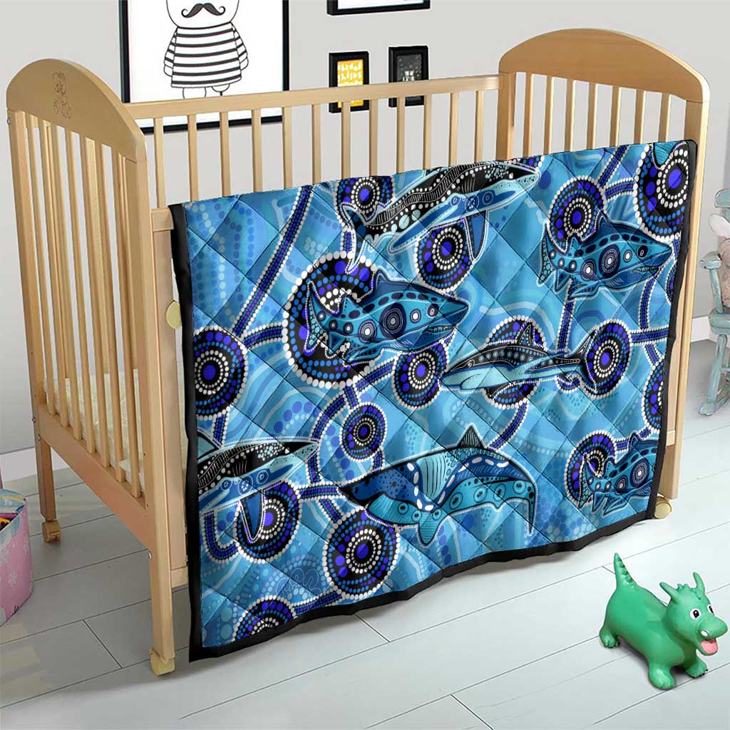 Sharks Aboriginal Australia Quilt Indigenous Art Blue