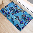 Sharks Aboriginal Australia Rubber Doormat Indigenous Art Blue