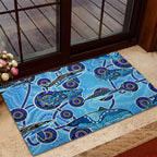 Sharks Aboriginal Australia Rubber Doormat Indigenous Art Blue