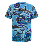 Sharks Aboriginal Australia Rugby Jersey Indigenous Art Blue