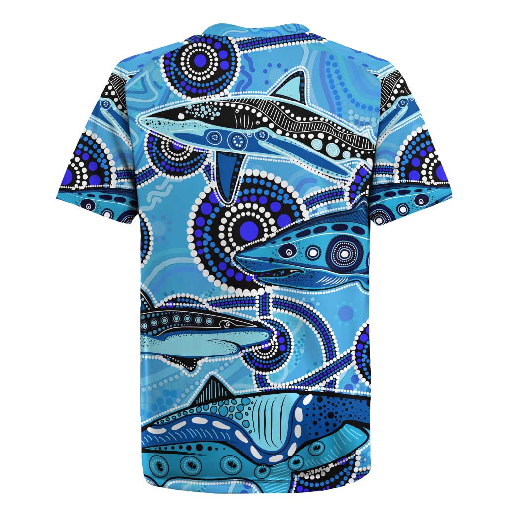 Sharks Aboriginal Australia Rugby Jersey Indigenous Art Blue