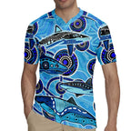Sharks Aboriginal Australia Rugby Jersey Indigenous Art Blue