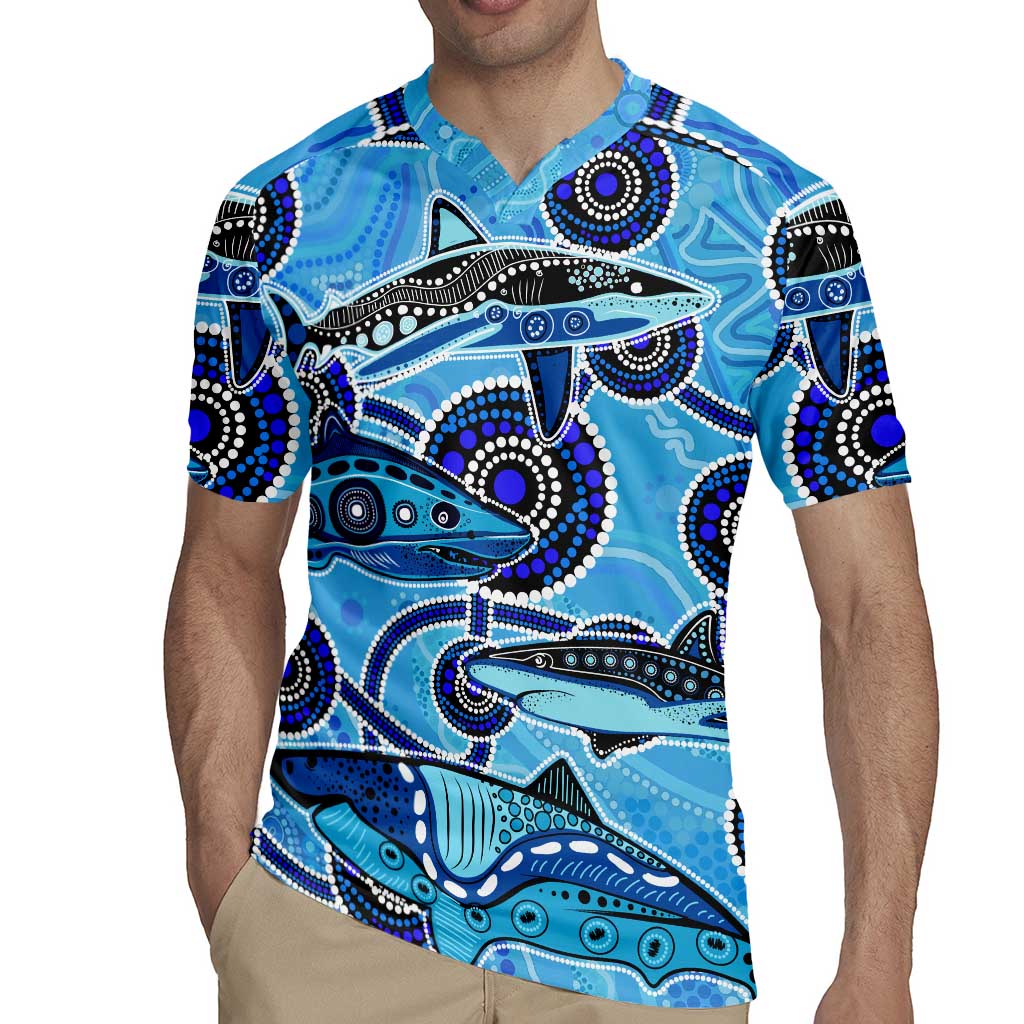 Sharks Aboriginal Australia Rugby Jersey Indigenous Art Blue