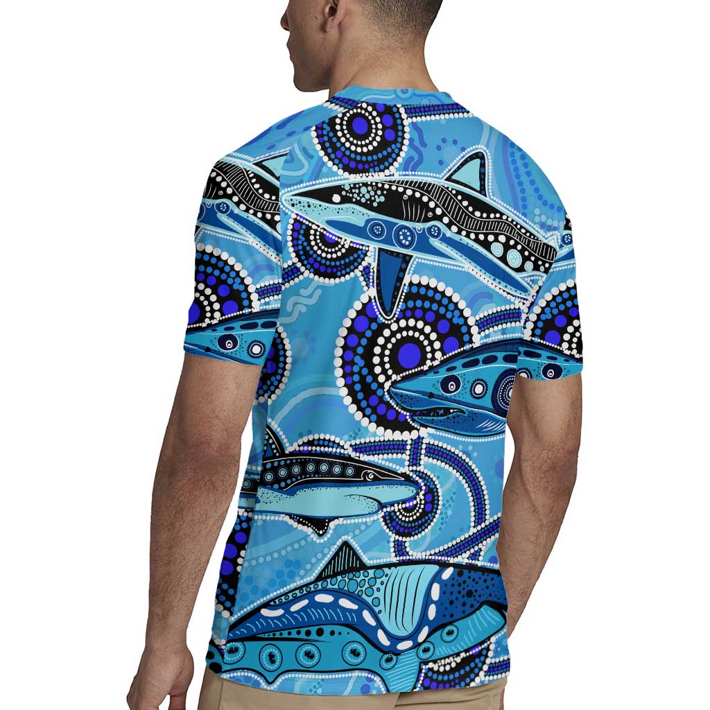 Sharks Aboriginal Australia Rugby Jersey Indigenous Art Blue