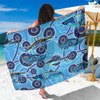 Sharks Aboriginal Australia Sarong Indigenous Art Blue