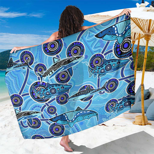 Sharks Aboriginal Australia Sarong Indigenous Art Blue