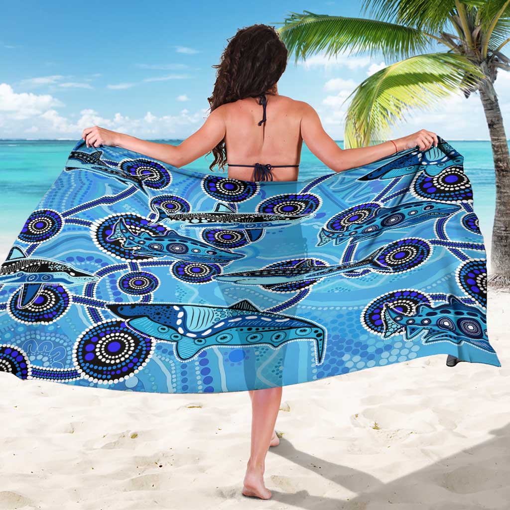 Sharks Aboriginal Australia Sarong Indigenous Art Blue