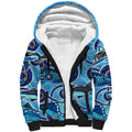 Sharks Aboriginal Australia Sherpa Hoodie Indigenous Art Blue