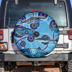 Sharks Aboriginal Australia Spare Tire Cover Indigenous Art Blue