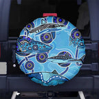 Sharks Aboriginal Australia Spare Tire Cover Indigenous Art Blue