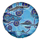 Sharks Aboriginal Australia Spare Tire Cover Indigenous Art Blue