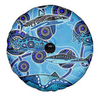 Sharks Aboriginal Australia Spare Tire Cover Indigenous Art Blue