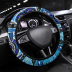 Sharks Aboriginal Australia Steering Wheel Cover Indigenous Art Blue