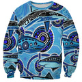 Sharks Aboriginal Australia Sweatshirt Indigenous Art Blue