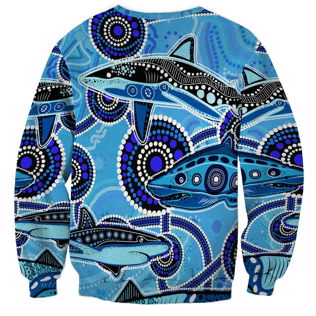 Sharks Aboriginal Australia Sweatshirt Indigenous Art Blue