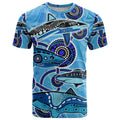 Sharks Aboriginal Australia T Shirt Indigenous Art Blue