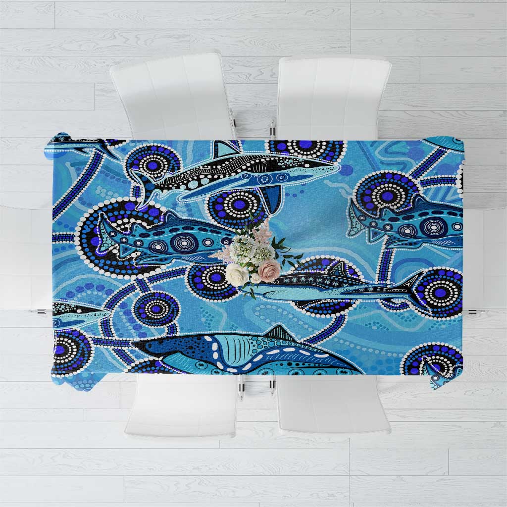 Sharks Aboriginal Australia Tablecloth Indigenous Art Blue